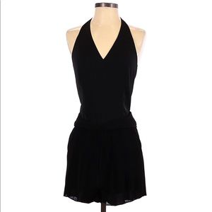 BEBE Black Halter Romper Full Lined Tied around Neck Hidden Zipper Back Medium